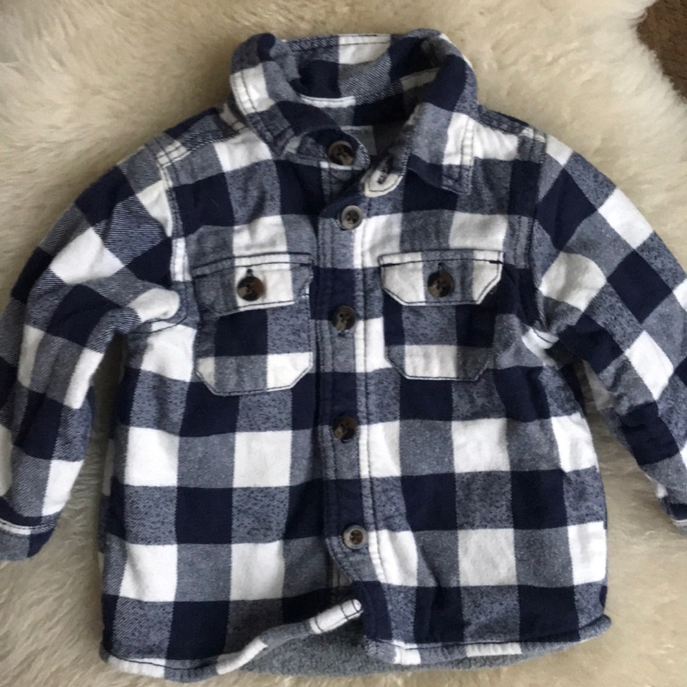 Carters Fleece line plaid flannel button down